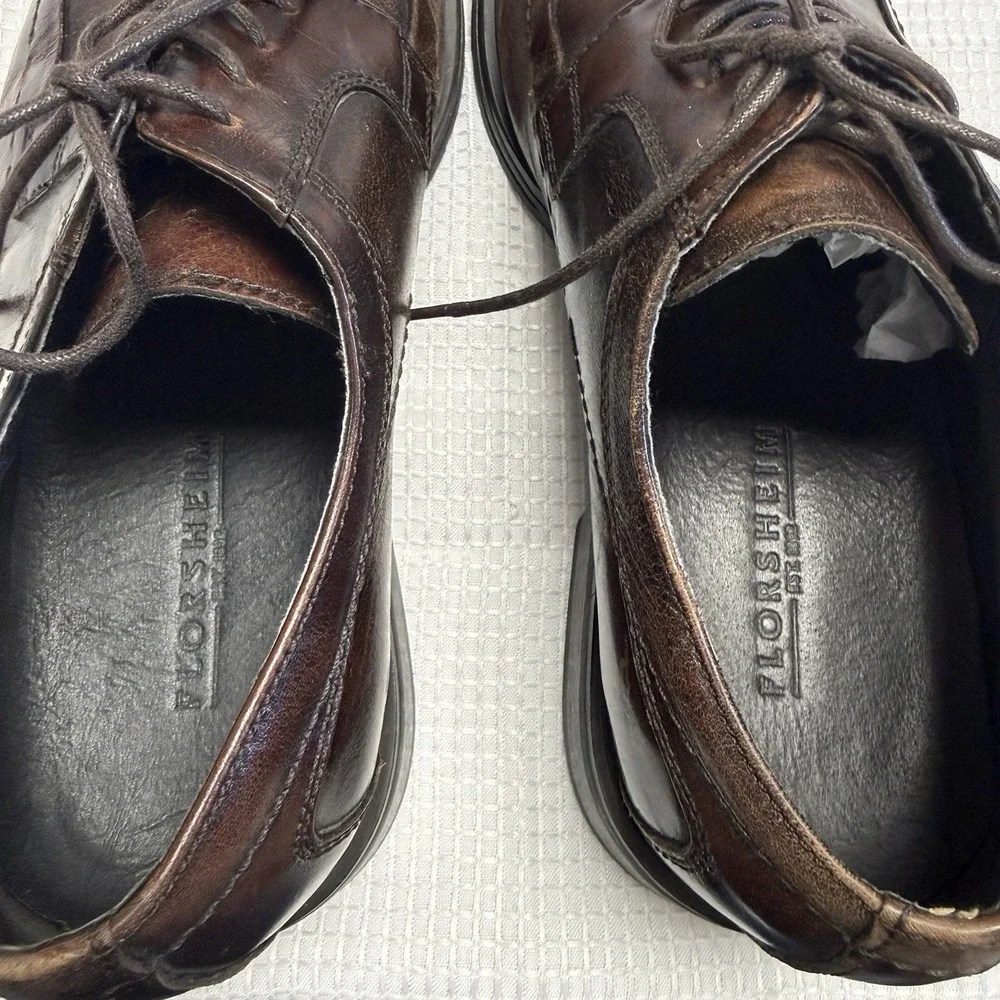 Florsheim Mens 11 D Dress Shoes Derby Oxford Brown Leather Square Toe Driving‎